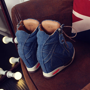 Denim Wedge Sneaker