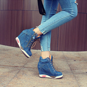 Denim Wedge Sneaker