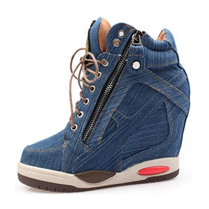 Denim Wedge Sneaker