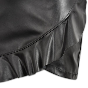 Faux Leather Ruffle Skirt