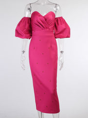 Load image into Gallery viewer, Off Shoulder Lantern Sleeve Dress
