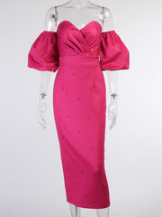 Load image into Gallery viewer, Off Shoulder Lantern Sleeve Dress
