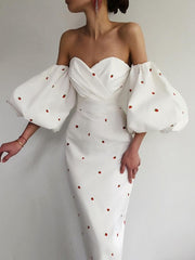 Load image into Gallery viewer, Off Shoulder Lantern Sleeve Dress
