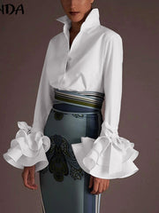 Load image into Gallery viewer, Flare Ruffled Sleeve Blouse
