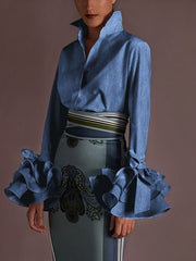 Load image into Gallery viewer, Flare Ruffled Sleeve Blouse
