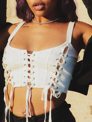 Load image into Gallery viewer, Lace-Up Crop Top
