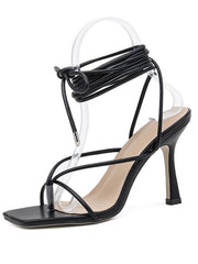 Load image into Gallery viewer, Lace-up Thong Heels
