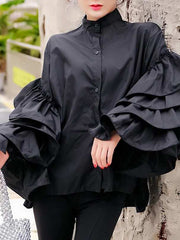 Load image into Gallery viewer, Long Ruffled Flared Sleeve Blouse
