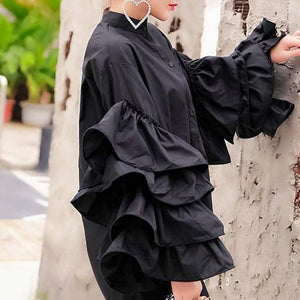 Long Ruffled Flared Sleeve Blouse