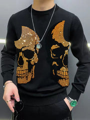 Load image into Gallery viewer, Rhinestone Skull Long-Sleeve T-Shirt
