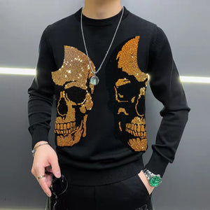 Rhinestone Skull Long-Sleeve T-Shirt