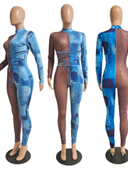 Load image into Gallery viewer, Sheer Patchwork Jumpsuit
