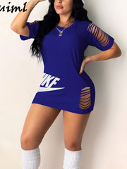 Load image into Gallery viewer, Ripped Casual Mini-Dress
