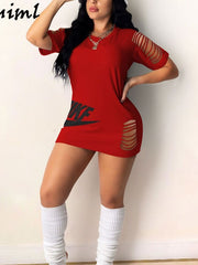 Load image into Gallery viewer, Ripped Casual Mini-Dress
