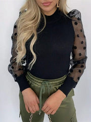 Load image into Gallery viewer, Polka Dot Puff Sleeve Blouse
