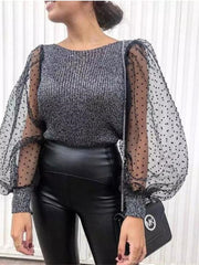 Load image into Gallery viewer, Polka Dot Puff Sleeve Blouse
