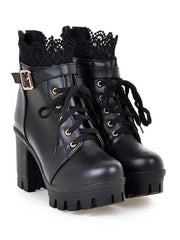 Load image into Gallery viewer, High-Heeled Ladie&#39;s Boots w/ Lace Detail
