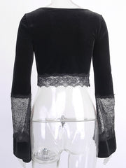 Load image into Gallery viewer, Gothic Crop Top Flare Sleeve
