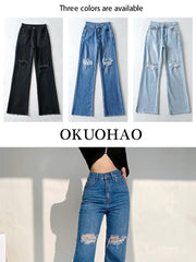 Load image into Gallery viewer, Wide Leg Loose Denim Pants
