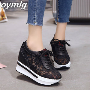 Lace Wedge Sneakers