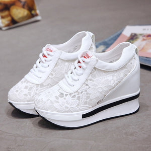 Lace Wedge Sneakers