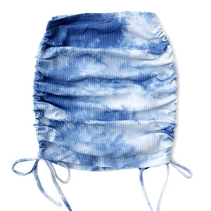 Tie-Dye Ruched Mini Skirt