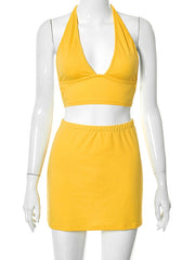 Load image into Gallery viewer, Crop Top and Mini Skirt Set
