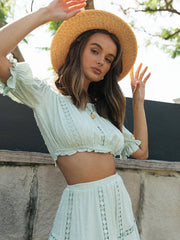 Load image into Gallery viewer, Lace Off Shoulder Tops and Skirt
