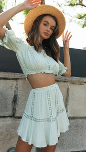 Lace Off Shoulder Tops and Skirt