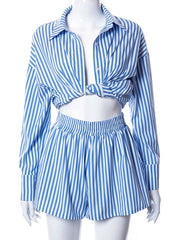 Load image into Gallery viewer, Striped Shirts and Shorts Set
