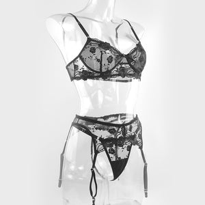 Lace Embroidered Lingerie Set
