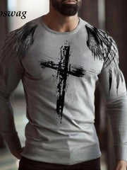 Load image into Gallery viewer, Cross Printed Long Sleeve T-Shirts
