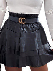 Load image into Gallery viewer, Faux Leather Ruffle Skirt
