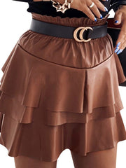 Load image into Gallery viewer, Faux Leather Ruffle Skirt
