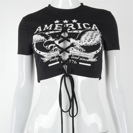 Front Lace-Up Crop Top