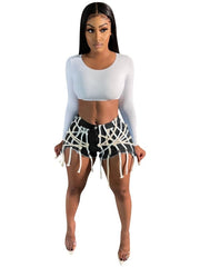 Load image into Gallery viewer, Denim Lacey Shorts
