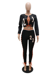 Load image into Gallery viewer, Front Lace-up Top &amp; Pants
