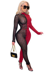 Load image into Gallery viewer, Sheer Patchwork  Lace Up Jumpsuit
