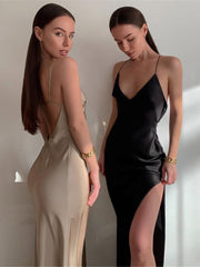 Load image into Gallery viewer, Side Split Satin Dress
