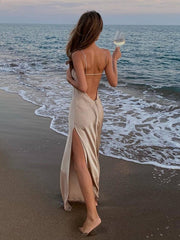 Load image into Gallery viewer, Side Split Satin Dress
