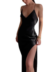 Load image into Gallery viewer, Side Split Satin Dress
