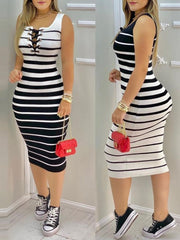 Load image into Gallery viewer, Striped Slim Dress
