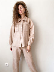 Load image into Gallery viewer, Long Sleeve Velvet Shirt &amp; Pants
