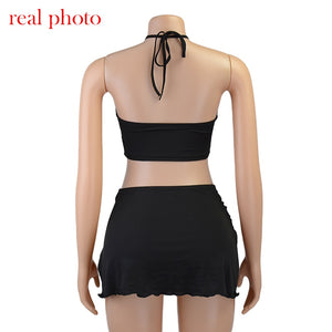 Halter Crop Top and Mini Skirts