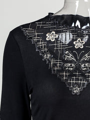Load image into Gallery viewer, Sheer Butterfly Patchwork Blouse
