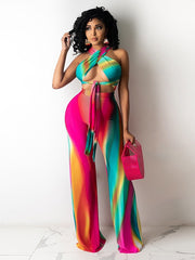 Load image into Gallery viewer, Halter Crop Top And Wide Leg Pant
