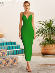 Load image into Gallery viewer, Spaghetti Side Slit Long Dress

