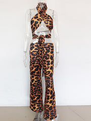 Load image into Gallery viewer, Halter Crop Top And Wide Leg Pant
