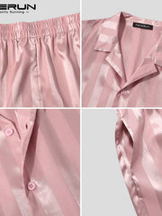 Load image into Gallery viewer, Silky Striped  Shirt &amp; Sorts Set
