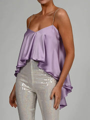 Load image into Gallery viewer, Draped Satin Ruffle Top
